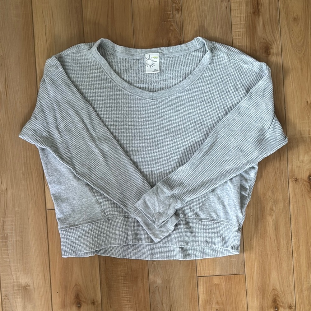 Offline by Aerie, Long Sleeved Gray waffle knit top, size XS,